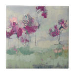 Fuchsia Treeline Tile<br><div class="desc">Fuchsia Treeline I by Jennifer Goldberger. Abstract depiction of fuschia tree-like shapes against a muted background,  done in a paintstroke-like style.</div>