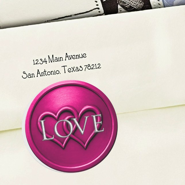 Fuchsia  Two Hearts Intertwined Wedding Classic Round Sticker (Creator Uploaded)