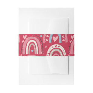 Fuchsia Valentines Day Rainbows   Invitation Belly Band
