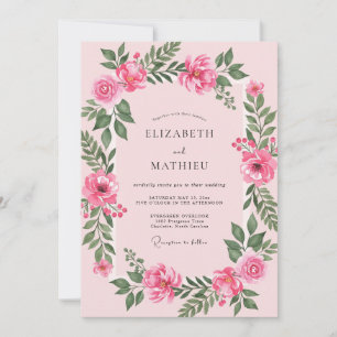 Fuchsia Warm Rose Wedding Invitation