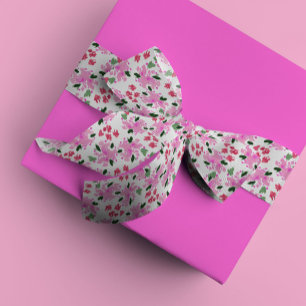 Fuchsia Watercolor Floral Garden Satin Ribbon