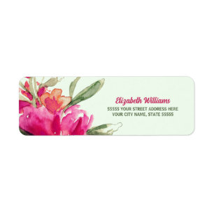 Fuchsia Watercolor Floral Return Address Labels