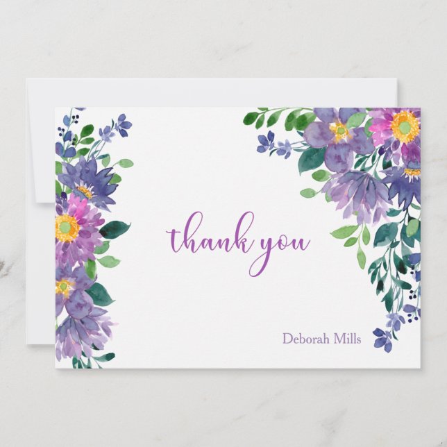 Fuchsia Watercolor Personalised Note Card  (Front)