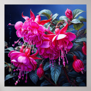 fuchsia watercolor Poster