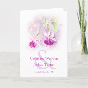 Fuchsia watercolor purple pink Wedding Programme