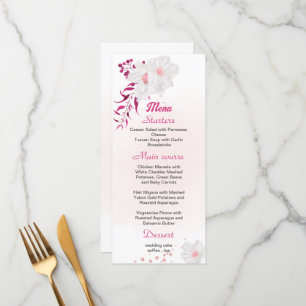 fuchsia & white floral wedding menu