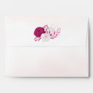 fuchsia & white flowers botanical wedding envelope