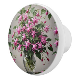 Fuchsias flowers in vase  ceramic knob
