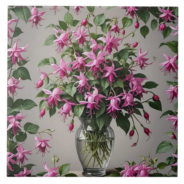 Fuchsias flowers in vase  tile (Front)