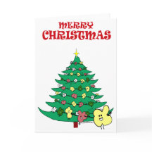 "Fudsy Faces"-Christmas Card-Christmas Tree