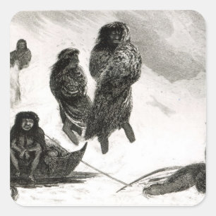 Fuegians going to trade in Zapallos Square Sticker