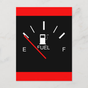 FUEL GAUGE EMPTY FULL BLACK WHITE RED TRAVEL2 POSTCARD
