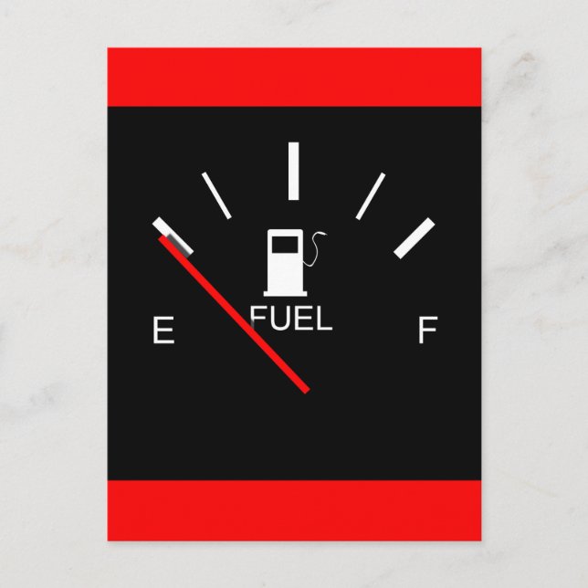 FUEL GAUGE EMPTY FULL BLACK WHITE RED TRAVEL2 POSTCARD (Front)