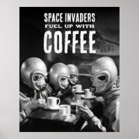 Fuel Up with Coffee Space Invaders Vintage Photo