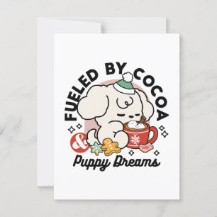 Fueled by Cocoa and Puppy Dreams – Cute Winter Dog Postcard