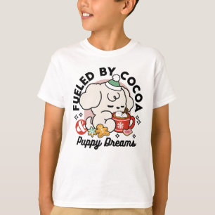 Fueled by Cocoa and Puppy Dreams – Cute Winter Dog T-Shirt