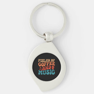 Fueled by Coffee and Music - Retro Typography Key Ring