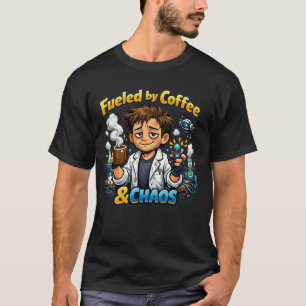Fueled by Coffee & Chaos – Funny Scientist T-Shirt