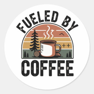 Fueled by Coffee Retro Camp  Classic Round Sticker