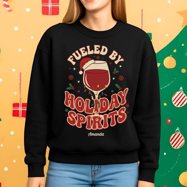 Fueled by Holiday Spirits Funny Wine Christmas Sweatshirt (Creator Uploaded)