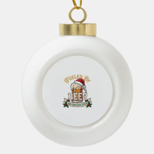 Fuelled Beer Christmas Cheer Mug Santa Hat Holly Ceramic Ball Christmas Ornament