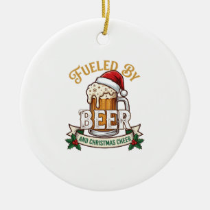 Fuelled Beer Christmas Cheer Mug Santa Hat Holly Ceramic Tree Decoration
