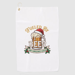 Fuelled Beer Christmas Cheer Mug Santa Hat Holly Golf Towel