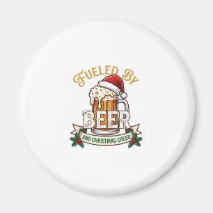 Fuelled Beer Christmas Cheer Mug Santa Hat Holly Magnet