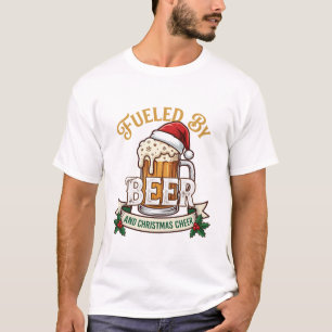 Fuelled Beer Christmas Cheer Mug Santa Hat Holly T-Shirt