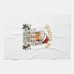 Fuelled Beer Christmas Cheer Mug Santa Hat Holly Tea Towel