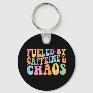 Fuelled By Caffeine And Chaos Funny Retro Coffee L Key Ring