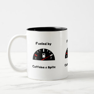 Fuelled by caffeine and spite Two-Tone coffee mug