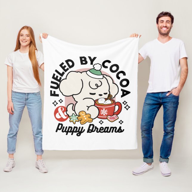 Fuelled by Cocoa and Puppy Dreams – Cute Winter Do Fleece Blanket (In Situ)
