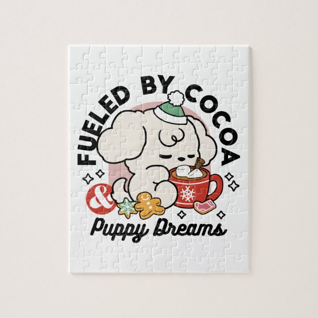 Fuelled by Cocoa and Puppy Dreams – Cute Winter Do Jigsaw Puzzle (Vertical)