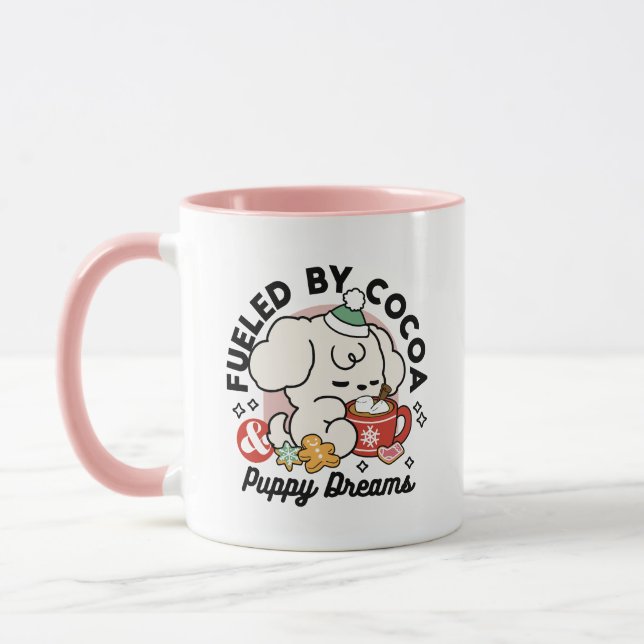 Fuelled by Cocoa and Puppy Dreams – Cute Winter Do Mug (Left)