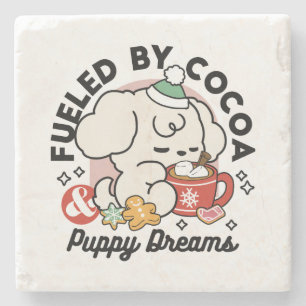 Fuelled by Cocoa and Puppy Dreams – Cute Winter Do Stone Coaster