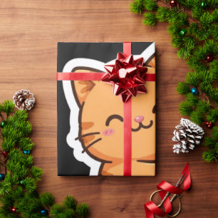 Fuelled by Coffee and Chaos Cute Orange Cat Wrapping Paper