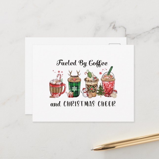 Fuelled by Coffee and Christmas Cheer Postcard (Front/Back In Situ)