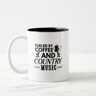 Fuelled by Coffee and Country Music Two-Tone Coffee Mug
