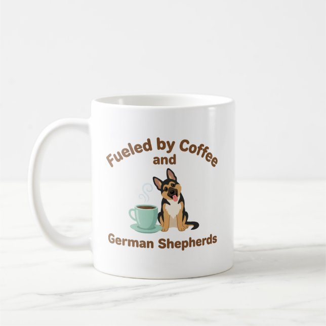 Fuelled by Coffee and German Shepherds Dog Lover Mug (Left)