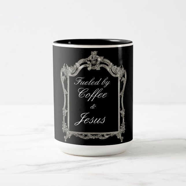 Fuelled by Coffee and Jesus Two-Tone Coffee Mug (Center)