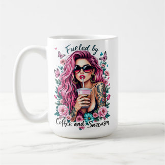 Fuelled by coffee and sarcasm mug