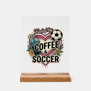 Fuelled By Coffee And Soccer Vintage Shirt Design_ Acrylic Sign