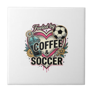 Fuelled By Coffee And Soccer Vintage Shirt Design_ Tile