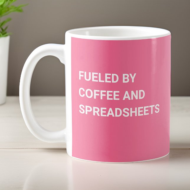 Fuelled By Coffee and Spreadsheets - Gradient Pink Mug (Creator Uploaded)
