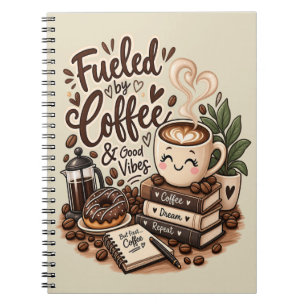 Fuelled by Coffee & Good Vibes – Cute Coffee Lover Notebook
