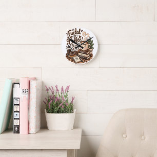 Fuelled by Coffee & Good Vibes – Cute Coffee Lover Round Clock