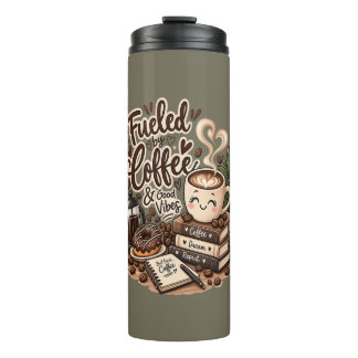 Fuelled by Coffee & Good Vibes – Cute Coffee Lover Thermal Tumbler