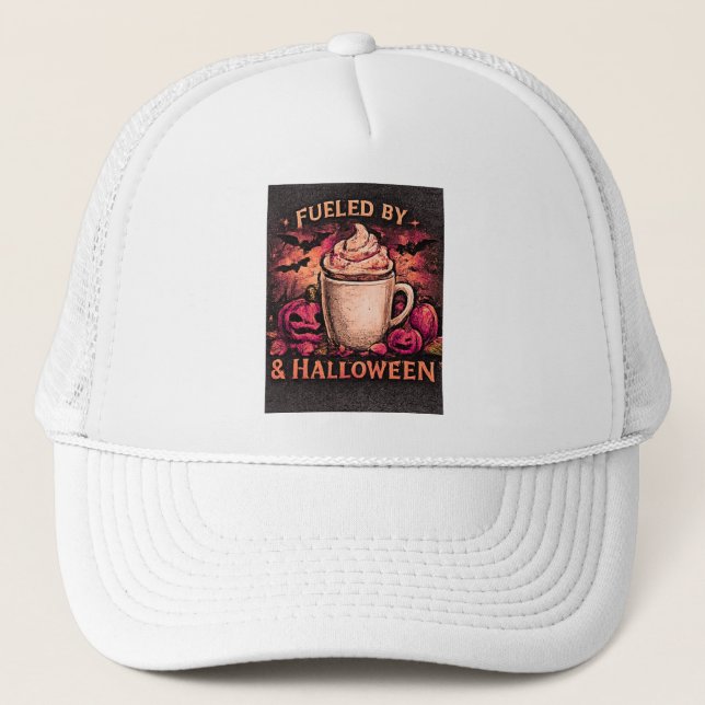 Fuelled By Coffee & Halloween Autumn Hat (Front)