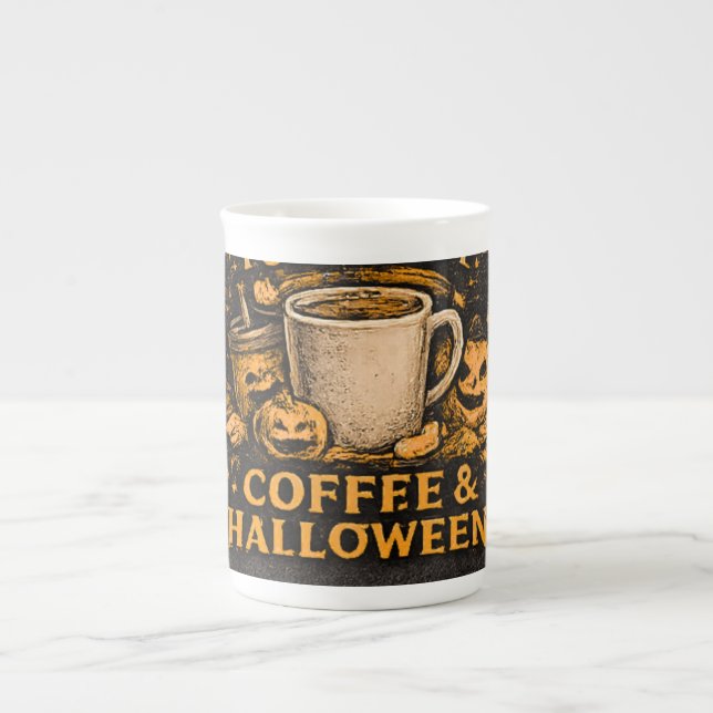 Fuelled By Coffee & Halloween  Bone China Mug (Front)